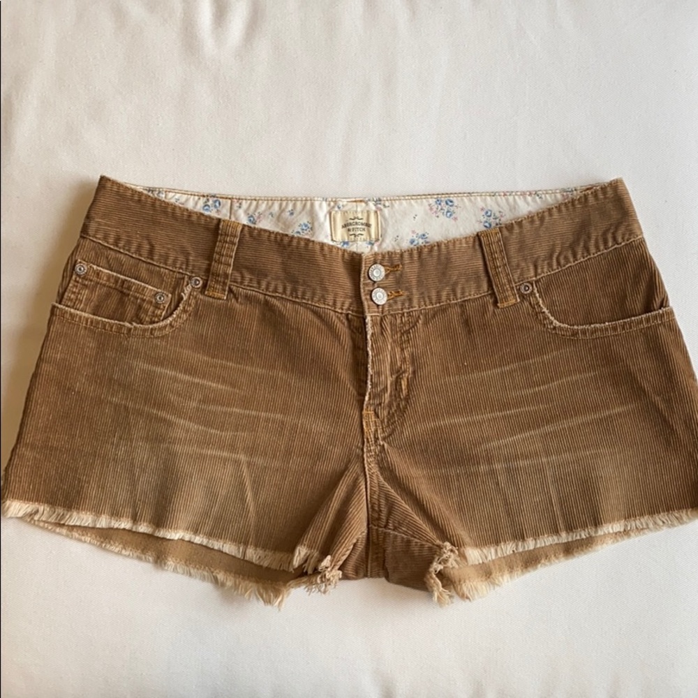 Abercrombie Tan Corduroy Frayed Shorts